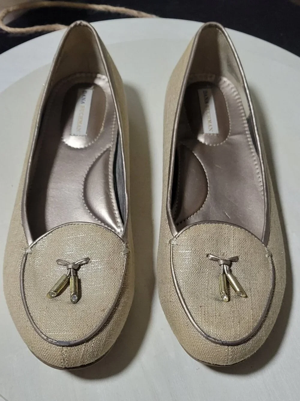 Dana Buchman Gold Fabric Dress Loafers [Item # SF01]